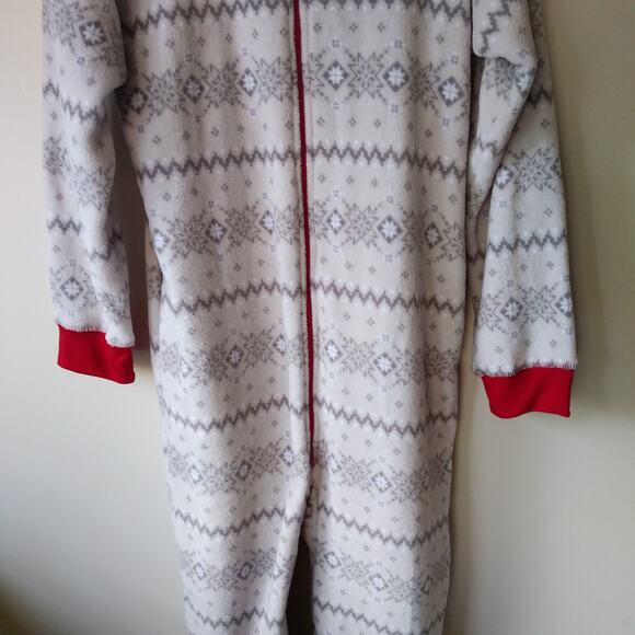 NEW Macys Family Pajamas PJ Men M Winter Fairisle Onesie Hood Pockets Soft Plush - Picture 6 of 13